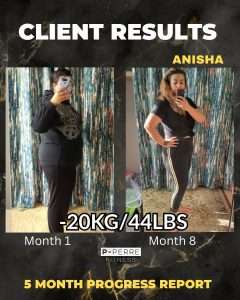 A client of P-Perre fitness coaching,body trasnformation, losing 5-15kg.