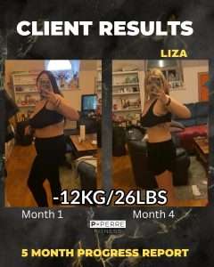 A client of P-Perre fitness coaching,body trasnformation, losing 5-15kg.