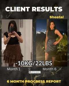 A client of P-Perre fitness coaching,body trasnformation, losing 5-15kg.